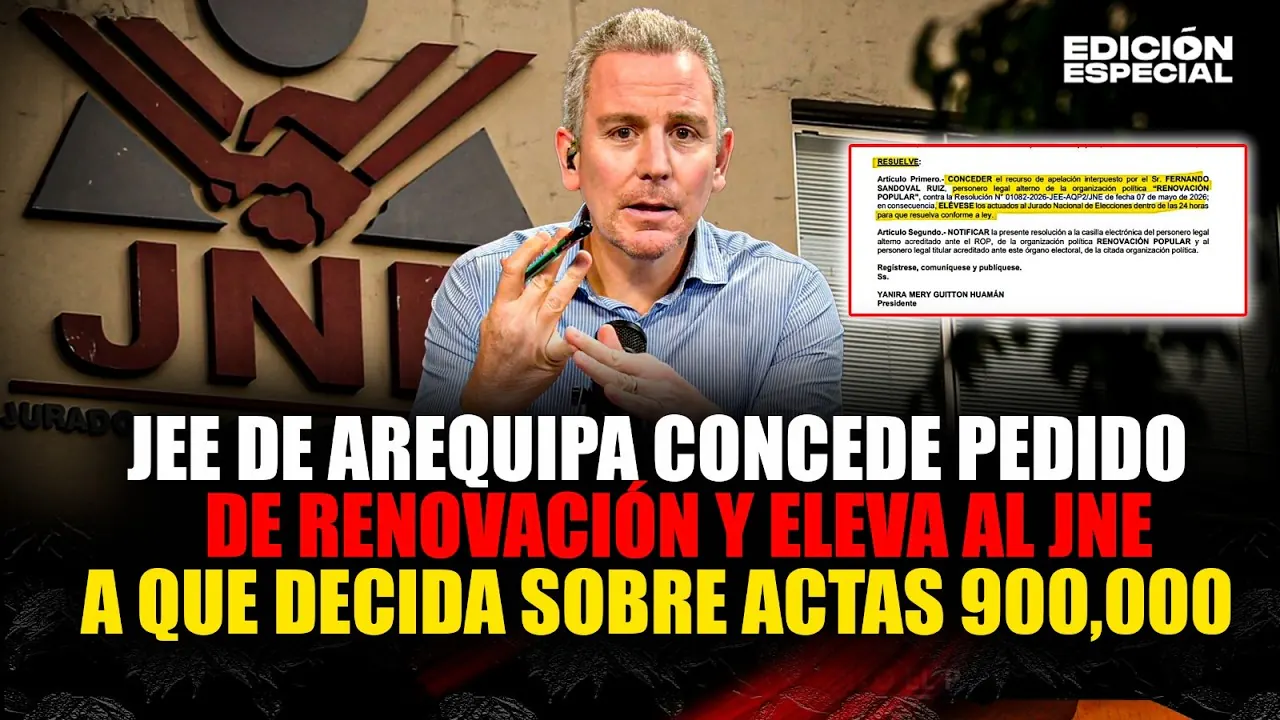 Reproducir: #EnVivo Renovación Popular: JEE de Arequipa concede pedido y JNE deberá decidir sobre actas 900 mil