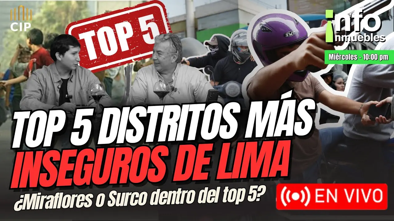 Reproducir: TOP 5 DISTRITOS MÁS INSEGUROS DE LIMA | ¿MIRAFLORES O SURCO DENTRO DEL TOP 5? | INFOINMUEBLES
