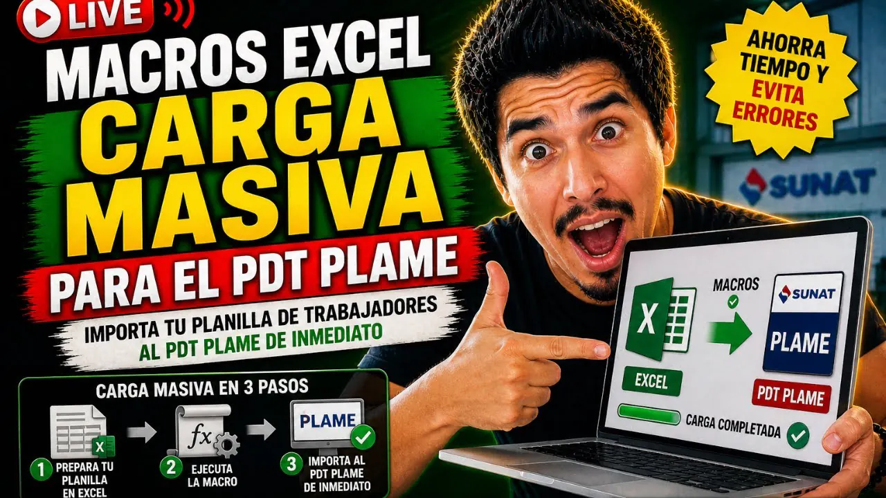 Reproducir: Macros EXCEL carga masiva para el PDT PLAME GRATIS