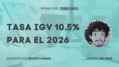 TASA IGV 10.5% RESTAURANTES PARA EL 2026