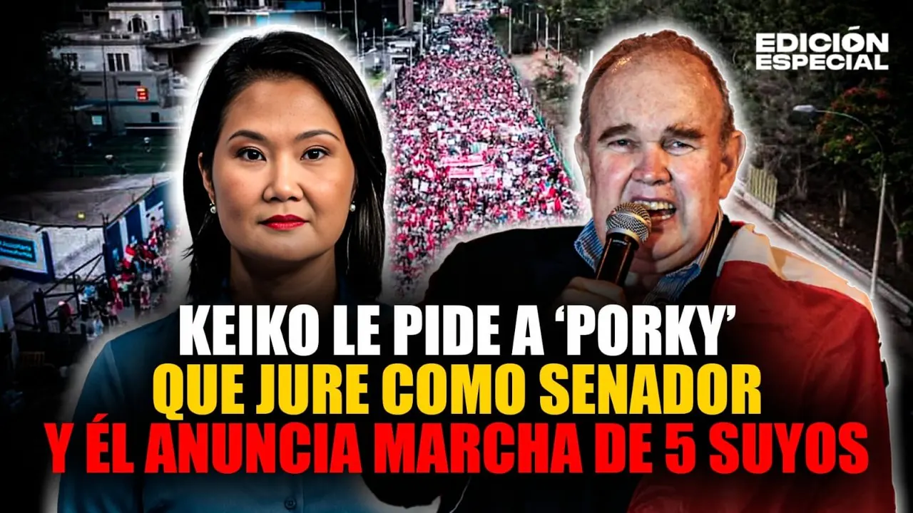 Reproducir: #EnVivo Keiko Fujimori le pide a Porky que jure como senador y este anuncia marcha de los 5 suyos