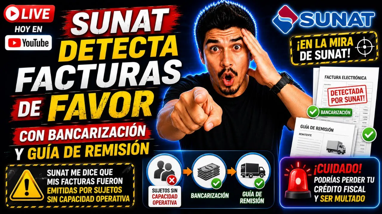 Reproducir: SUNAT detecta Facturas de favor con Bancarizacion y Guía De Remisión