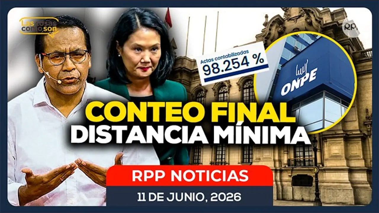 Reproducir: 🔴 Conteo ONPE al 98% | Keiko Fujimori vs Roberto Sánchez: carrera por la Presidencia | RPP NOTICIAS