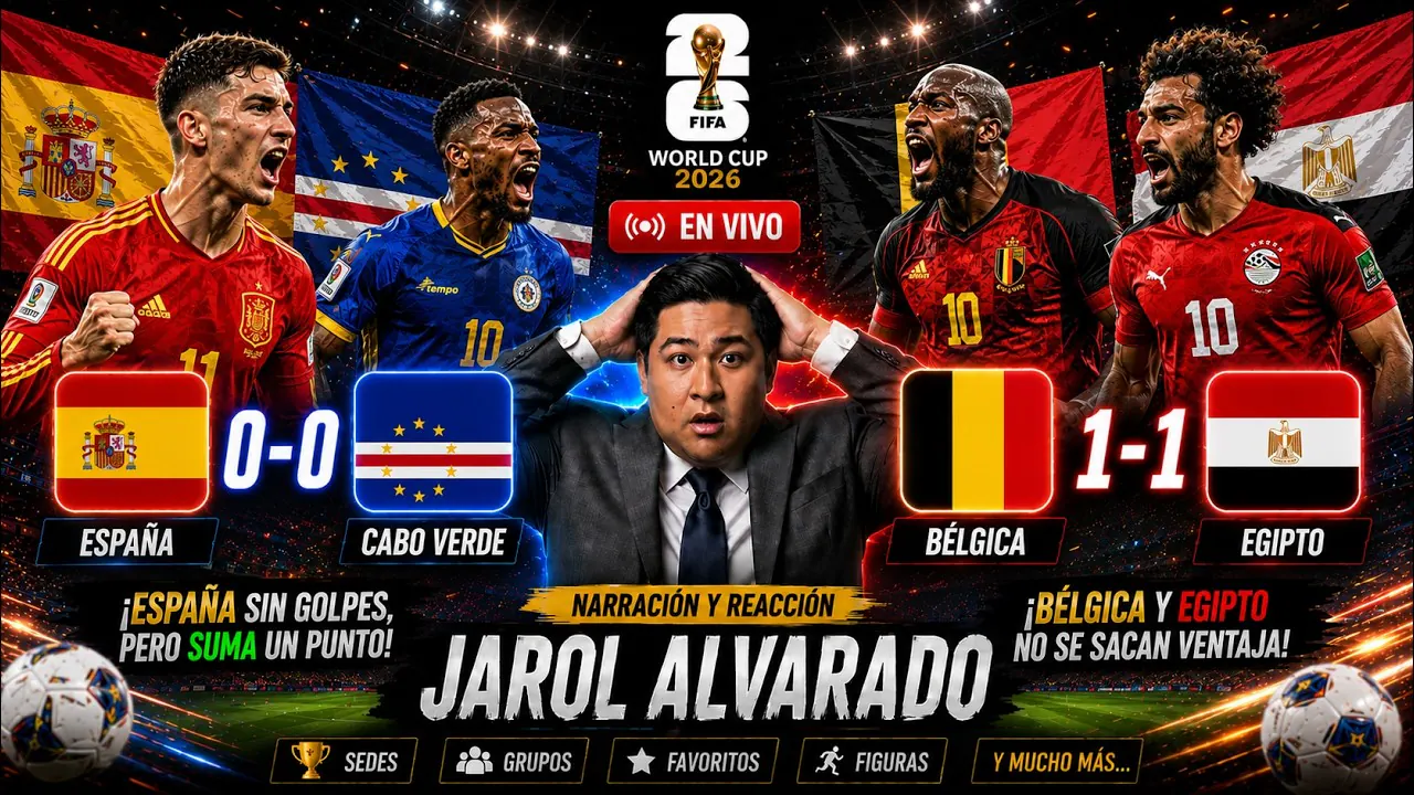 Reproducir: 🔥 ESPAÑA vs CABO VERDE | BÉLGICA vs EGIPTO | ARABIA SAUDITA vs URUGUAY | IRÁN vs NUEVA ZELANDA