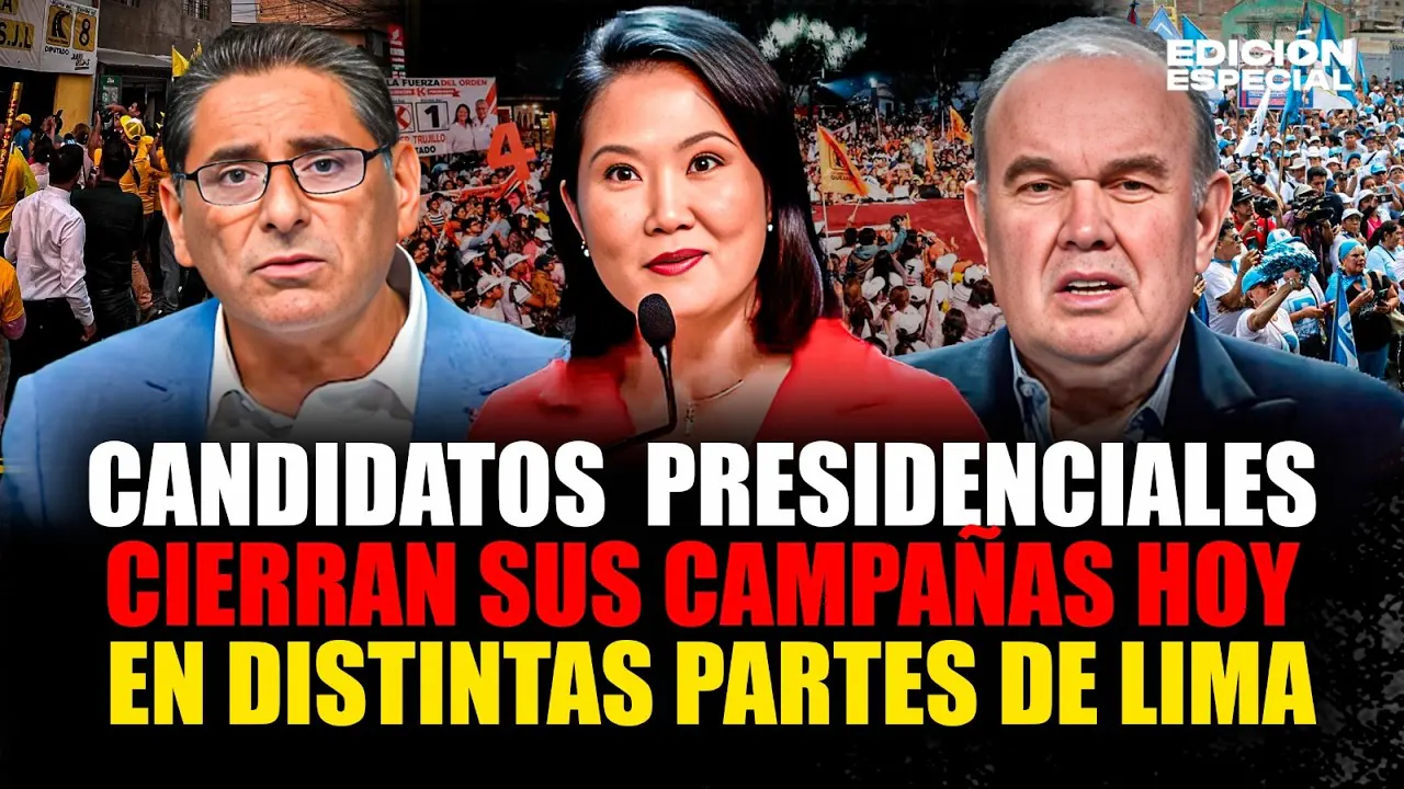 Reproducir: #EnVivo Rafael López Aliaga, Keiko Fujimori y Cárlos Álvarez cierran sus campañas en Lima