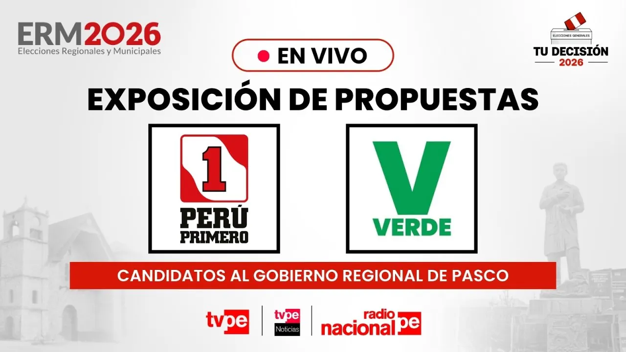 Reproducir: Candidatos al GORE de Pasco: Demócrata Verde y Perú Primero| “Tu decisión 2026” EN VIVO