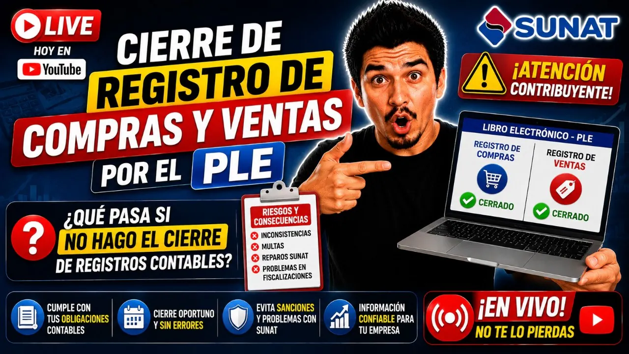 Reproducir: Cierre de Registro de Compras y Registro Ventas por el PLE