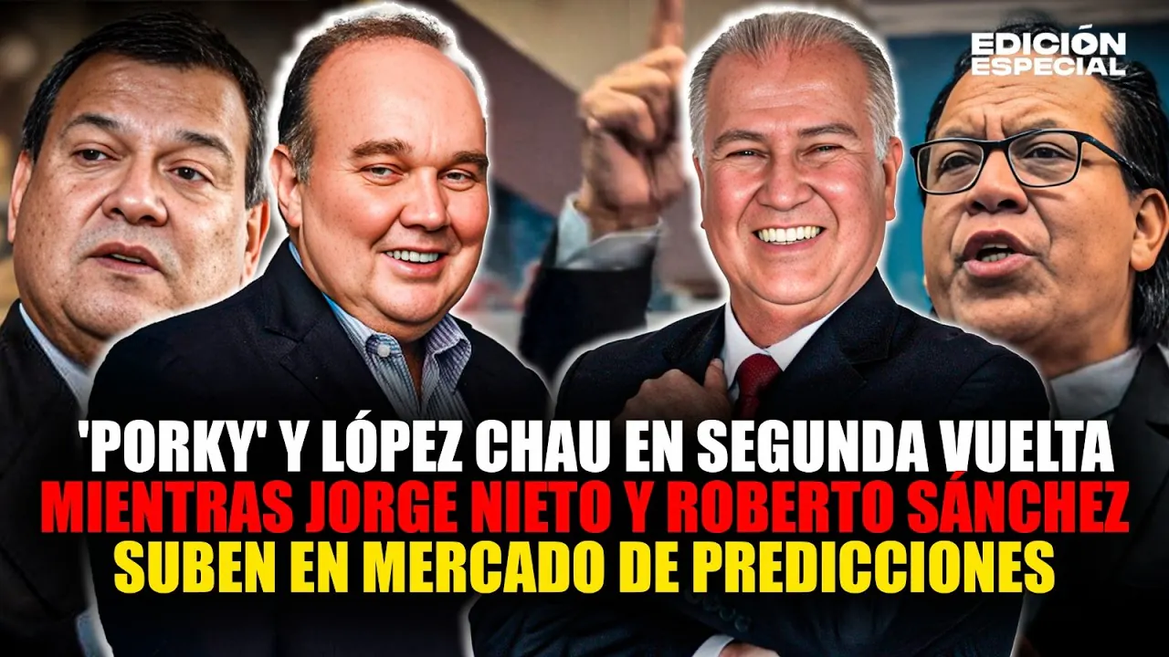 Reproducir: #EnVivo 'Porky' y López Chau irían a 2da vuelta; Jorge Nieto y Roberto Sánchez suben en predicciones
