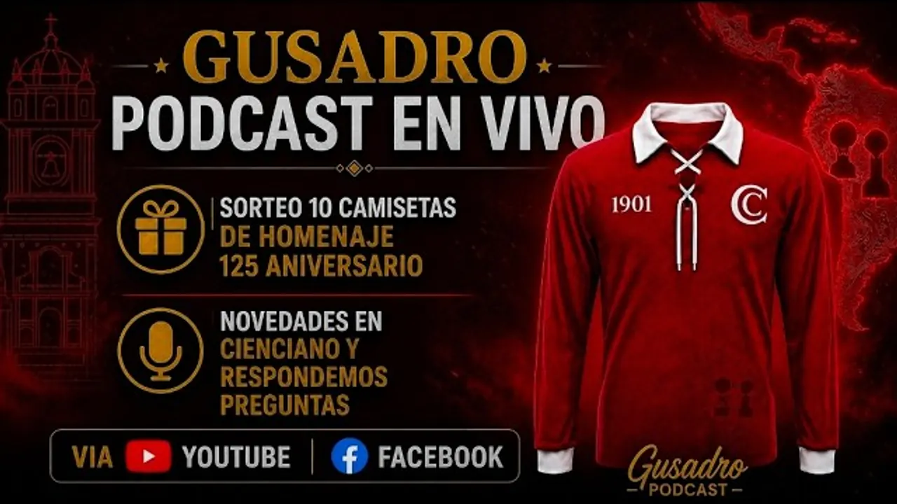 Reproducir: GUSADRO PODCAST: SORTEO 10 CAMISETAS 125 ANIVERSARIO Y NOVEDADES DE CIENCIANO (8 PM)