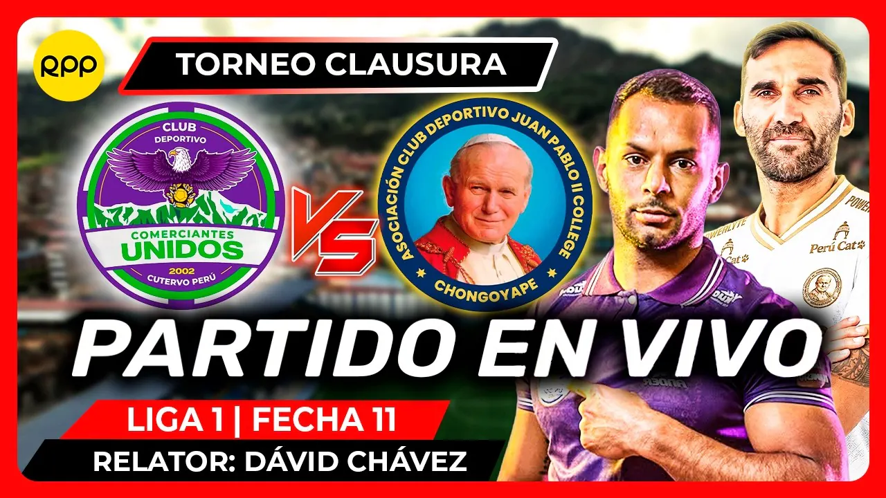 Reproducir: COMERCIANTES UNIDOS VS JUAN PABLO II 🔴EN VIVO LIGA1 TORNEO CLAUSURA 2026 | Transmisión Oficial RPP