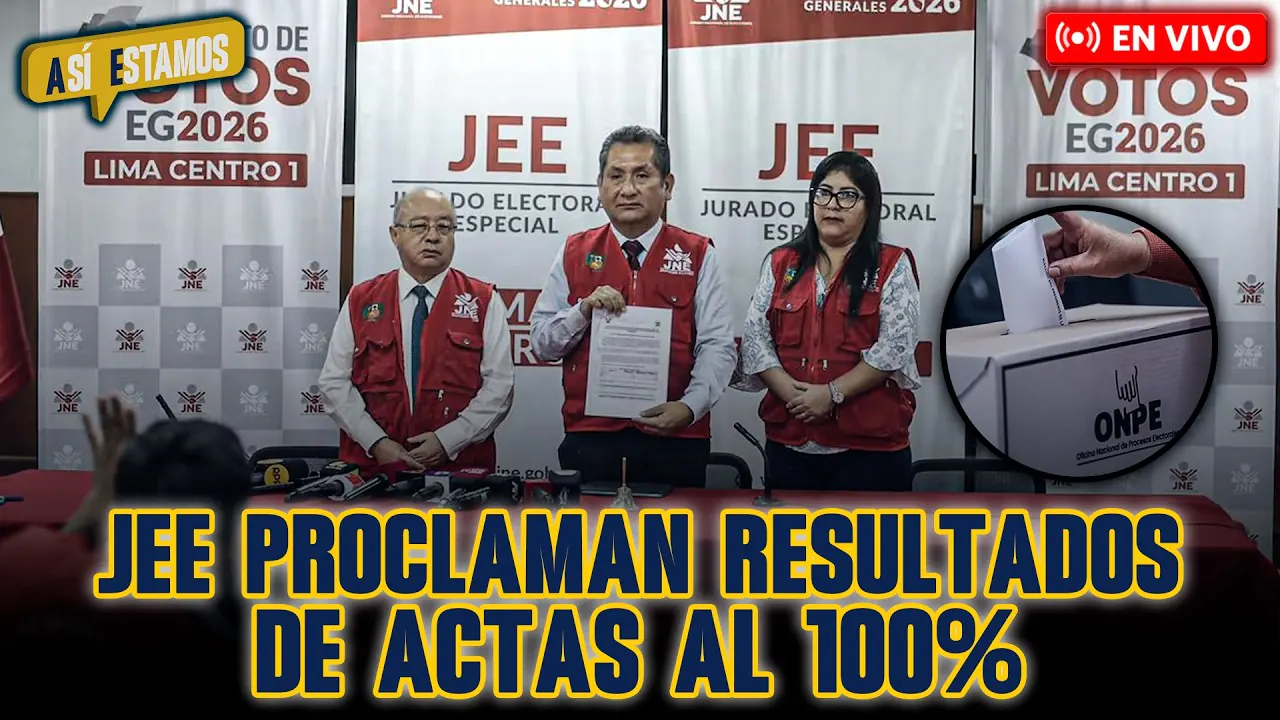 Reproducir: 🚨#ENVIVO | JURADO ELECTORAL ESPECIAL PROCLAMÓ LOS RESULTADOS DE ACTAS OBSERVADAS | #ASÍESTAMOS