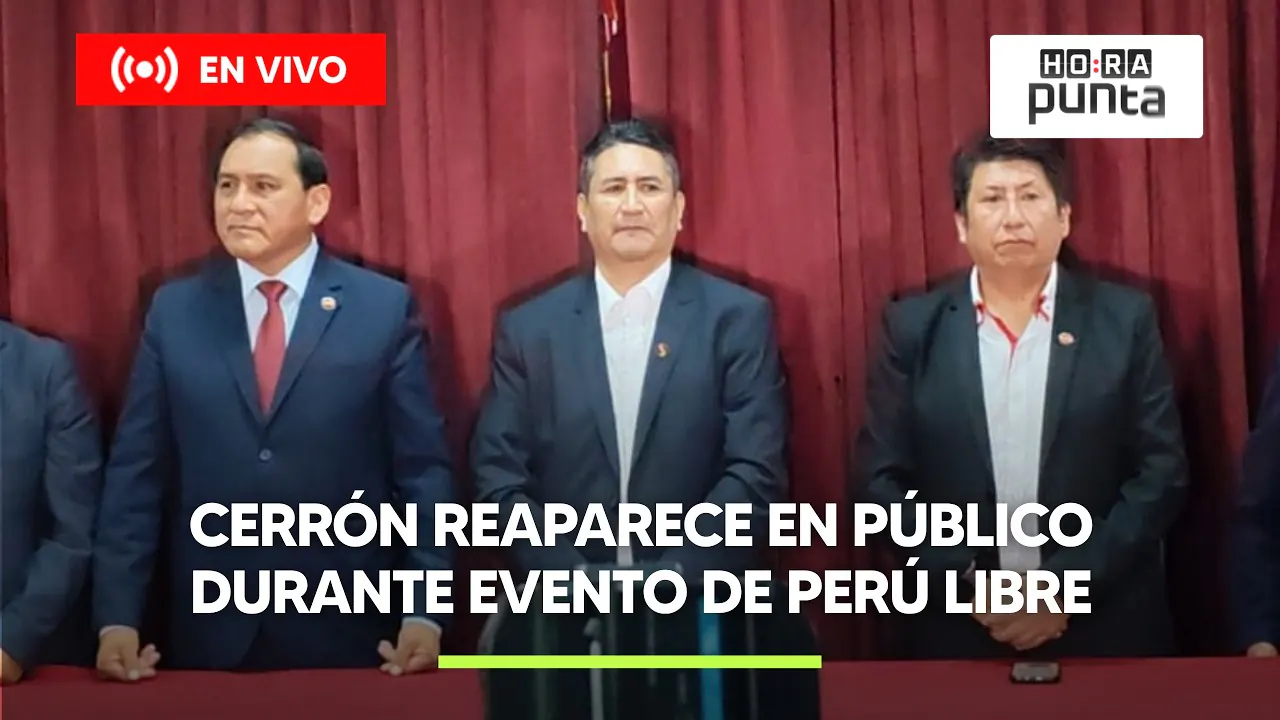 Reproducir: VLADIMIR CERRÓN SALE DE LA CLANDESTINIDAD Y REAPARECE EN EVENTO DE PERÚ LIBRE | HORA PUNTA