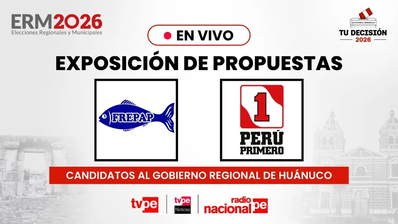 Reproducir: Candidatos al GORE Huánuco: Frepap y Perú Primero | “Tu decisión 2026” por TVPerú Noticias