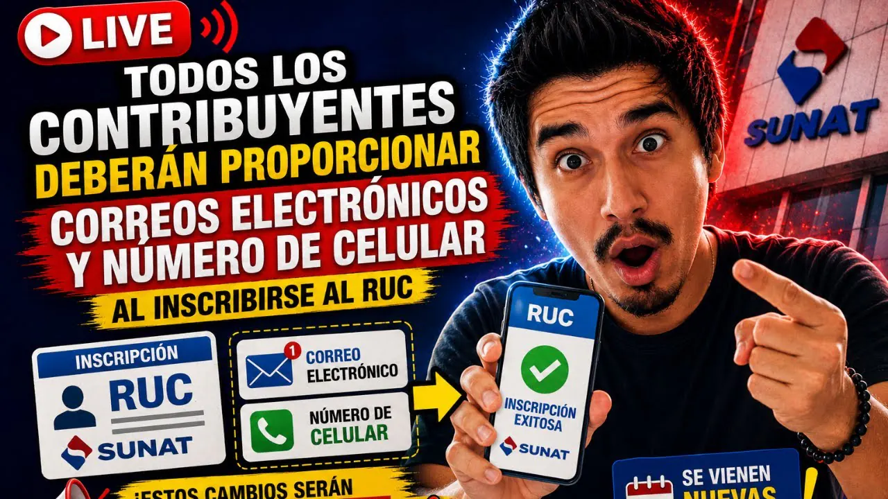 Reproducir: Contribuyentes deberán proporcionar correos electrónicos y numero de celular al inscribirse al RUC