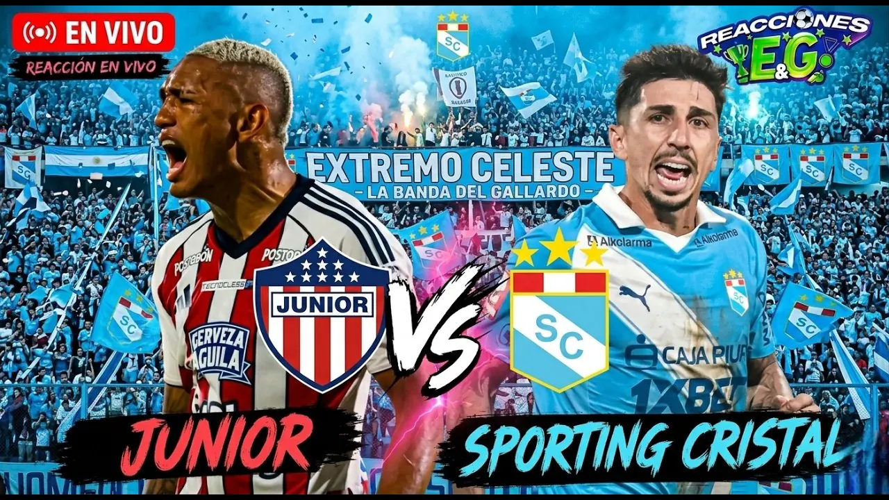 Reproducir: [REACCION] JUNIOR VS SPORTING CRISTAL EN VIVO | PARTIDO CALIENTE EN BARRANQUILLA ⚽👀🔥
