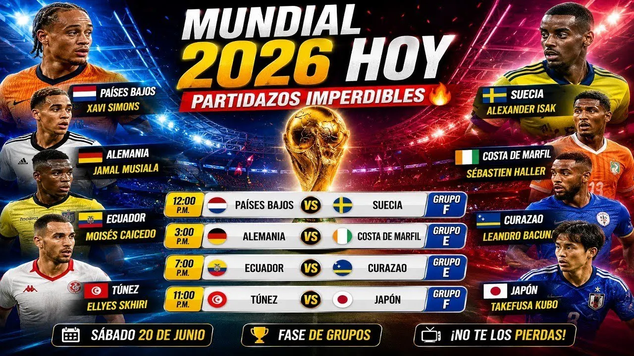 Reproducir: PAÍSES BAJOS 5-1 SUECIA, ALEMANIA 2-1 COSTA DE MARFIL, ECUADOR VS. CURAZAO Y TÚNEZ VS. JAPÓN